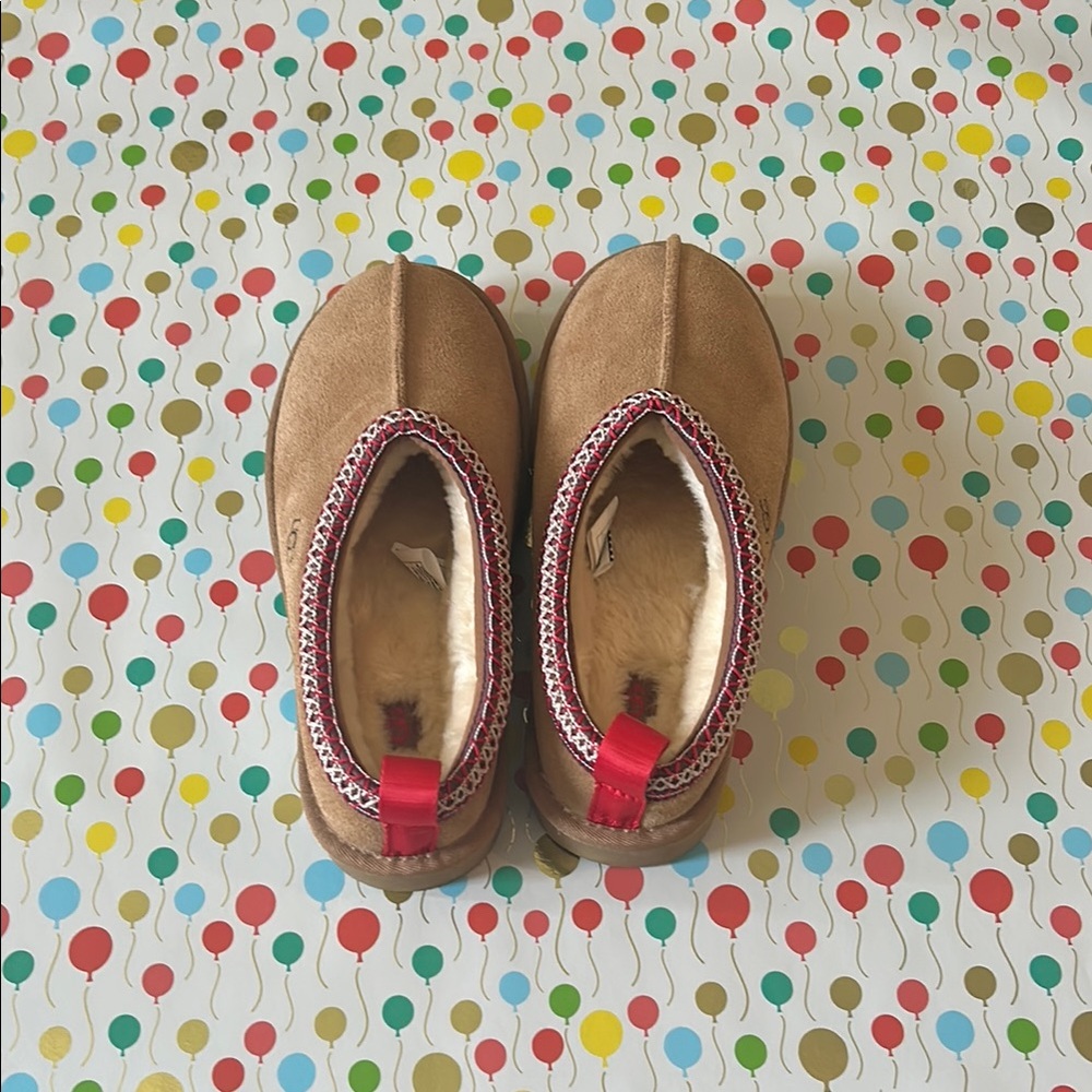 UGG Brown and Red Suede Slippers with Cozy Comfort